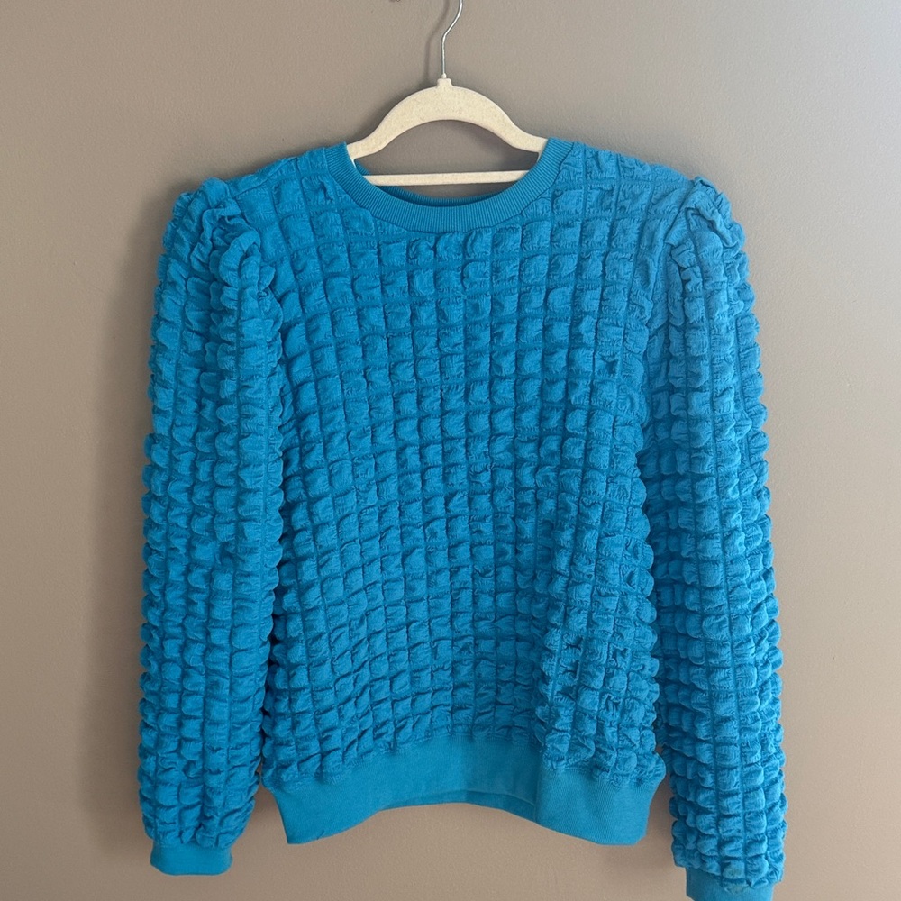 Blue Textured Women's Sweater